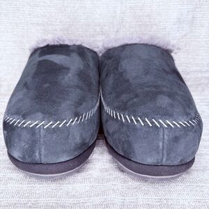 UGG Anders Slippers Black Shoes Sheepskin Suede Plush Wool Lined Mens 12 1158174